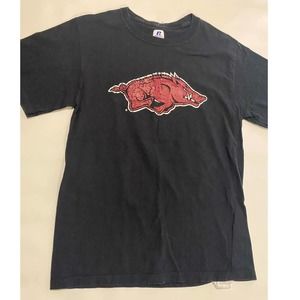RUSSELL ATHLETIC Tshirt Black Arkansas Razorbacks Size Small